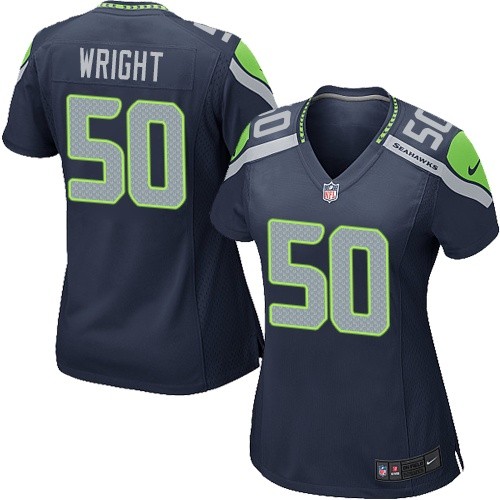 Women's Game K.J. Wright Nike Jersey Navy Blue Home - #50 NFL Seattle Seahawks